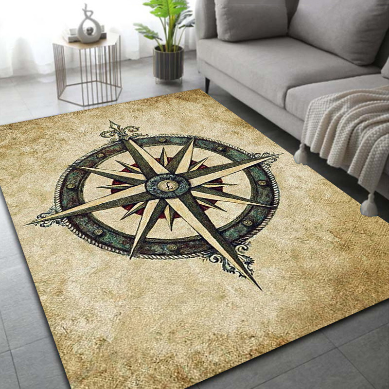 Commercial Kitchen Mats - Retro Compass Map World Map Area
