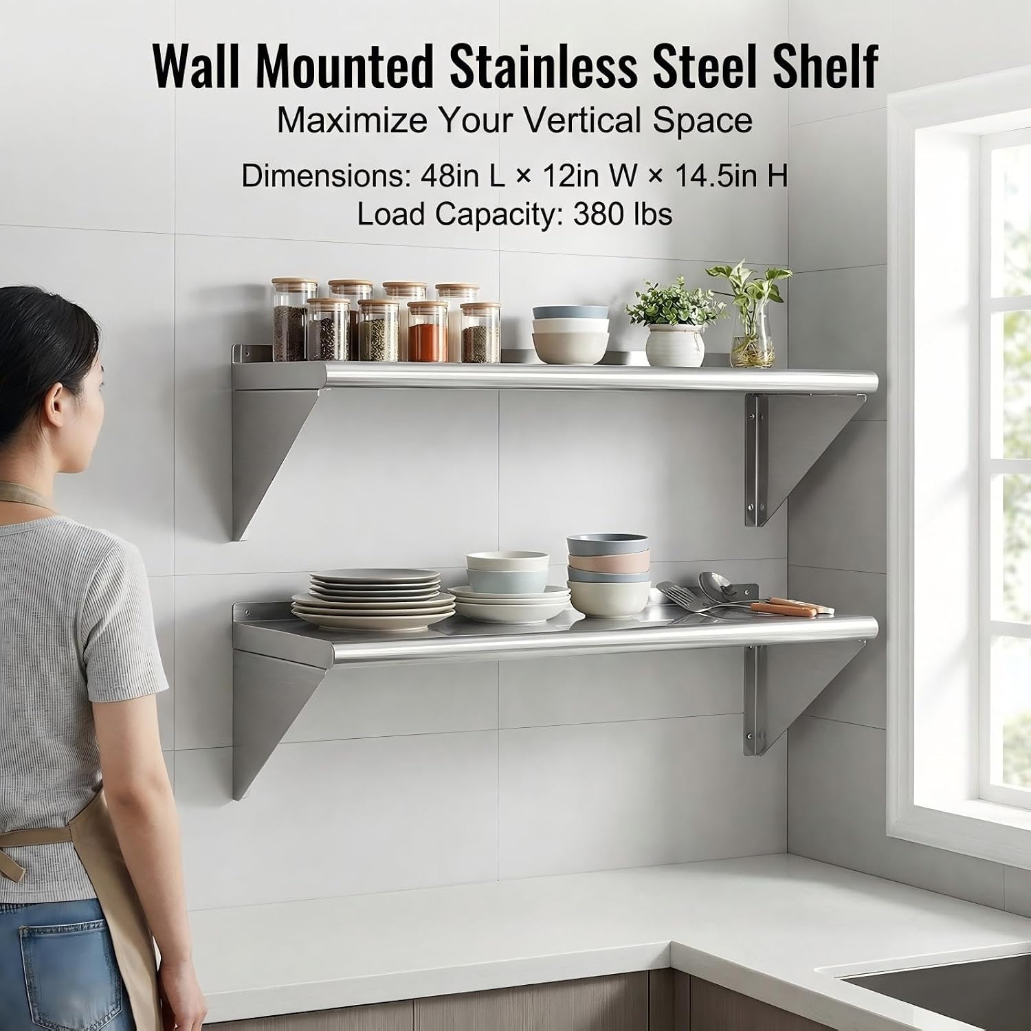 Wall Mounted Stainless Steel S - Wall Shelf Commercial Kitchen recension och pris