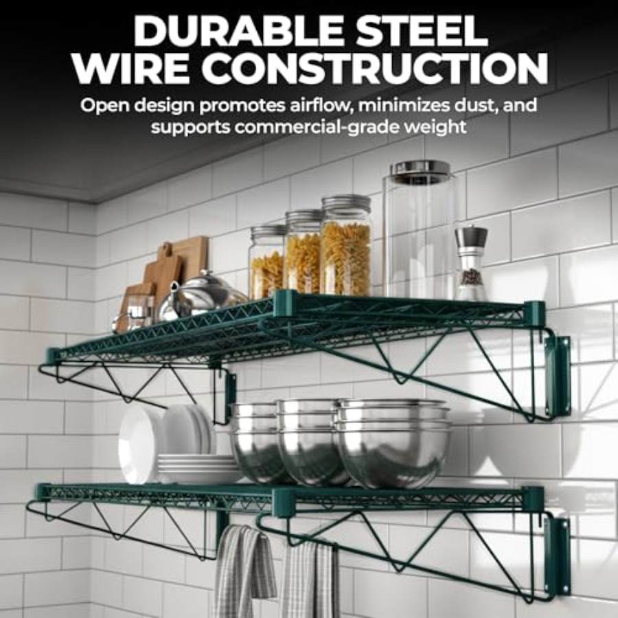 48x14 Epoxy-Coated Green Wire  - Wall Shelf Commercial Kitchen recension och pris