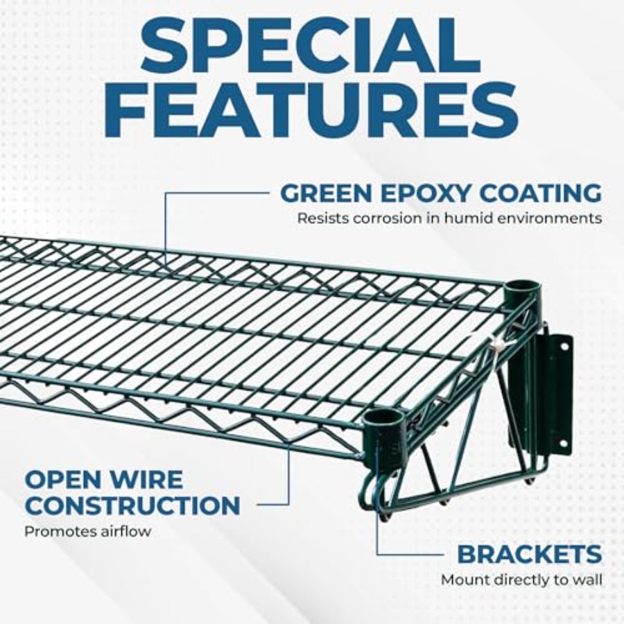 48x14 Epoxy-Coated Green Wire  - Wall Shelf Commercial Kitchen recension och pris