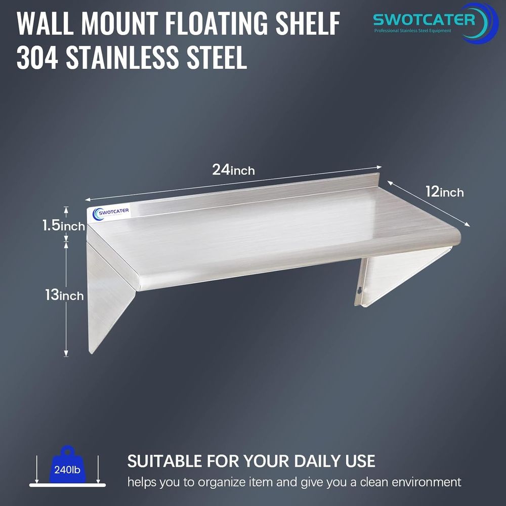 2 Pack Stainless Steel Shelves - Wall Shelf Commercial Kitchen recension och pris