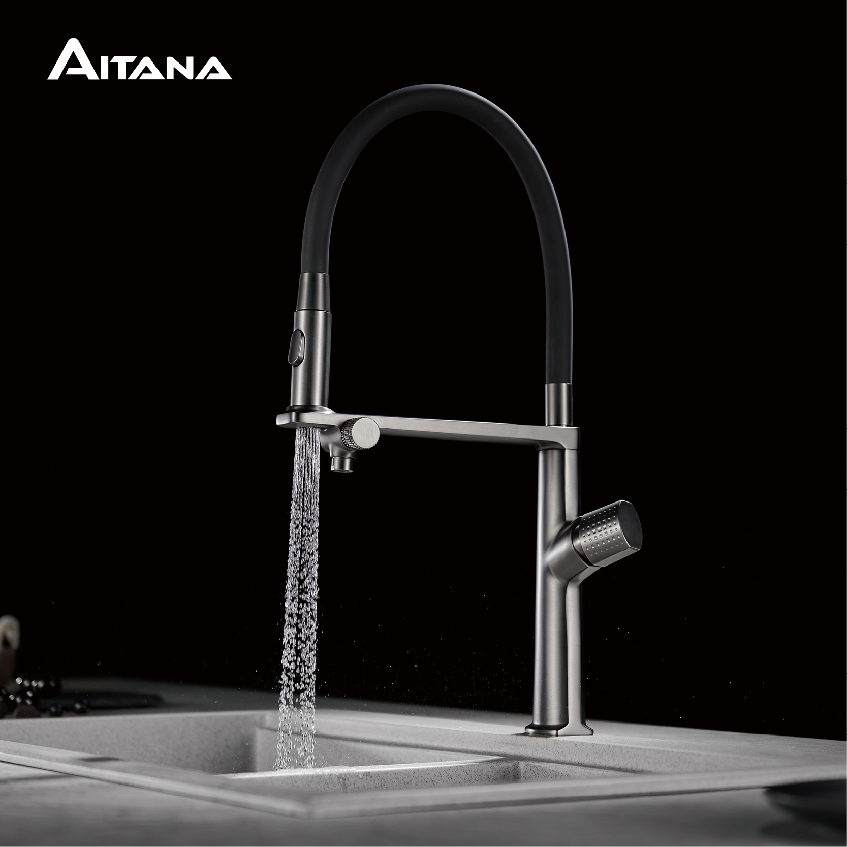 Luxury Gun Gray Brass Kitchen  - Commercial Kitchen Faucet recension och pris