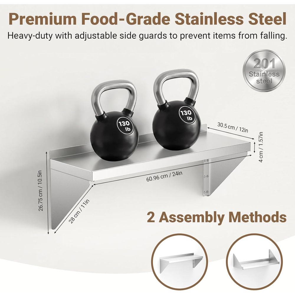Stainless Steel Wall Shel 12 x - Wall Shelf Commercial Kitchen recension och pris
