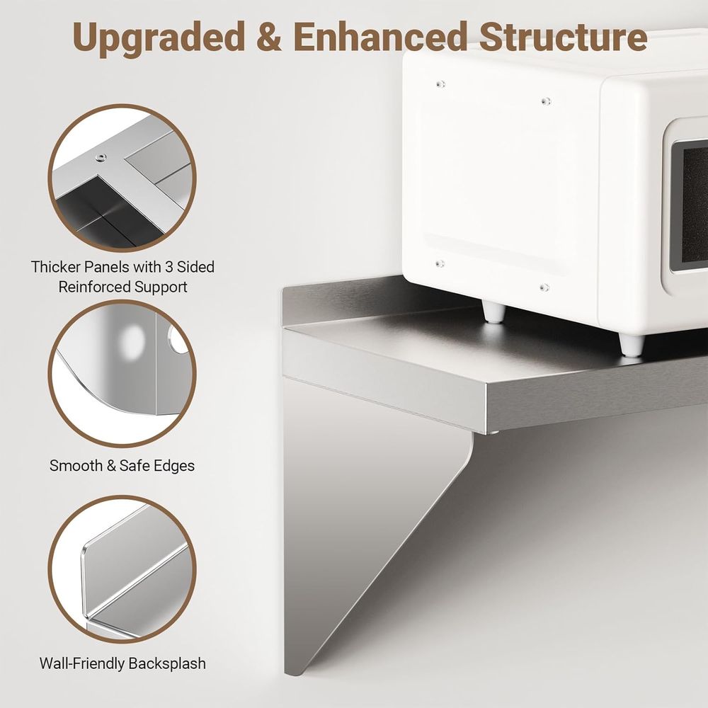 Stainless Steel Wall Shel 12 x - Wall Shelf Commercial Kitchen recension och pris